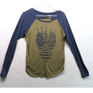 Roper T Shirt Womens Size Large Ragland Long Sleeve Raglan USA Flags Patriotic